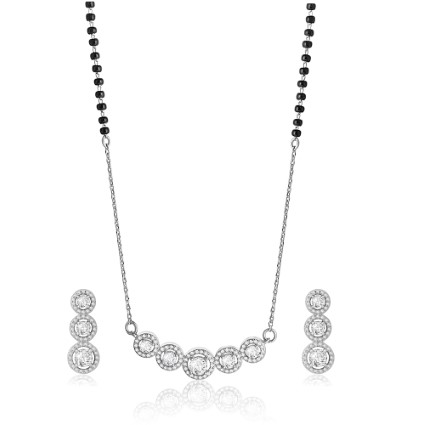 Five Spark CZ Mangalsutra Set in 925 Silver.