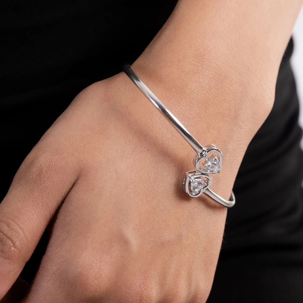 Reegalia Regal Bloom Bangle – 925 Silver with CZ Cluster