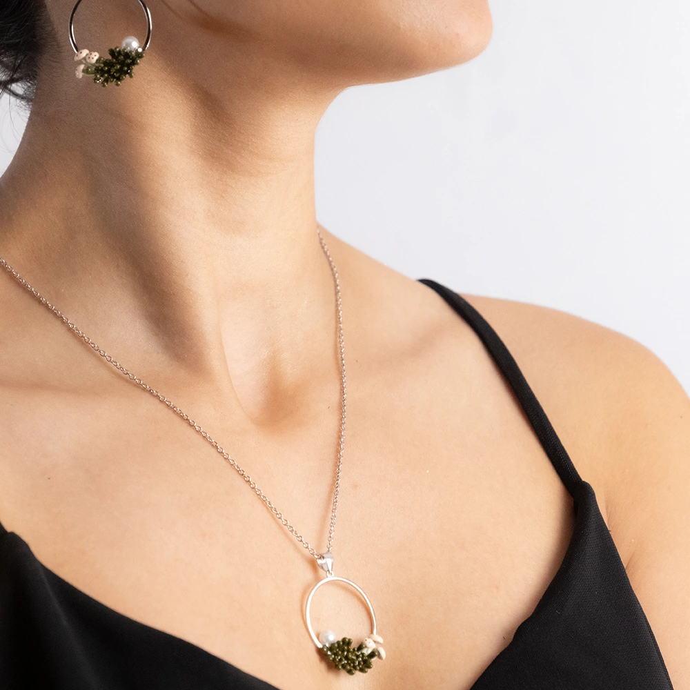 Reegalia Bloom Circle Set – 925 Silver Necklace & Earrings