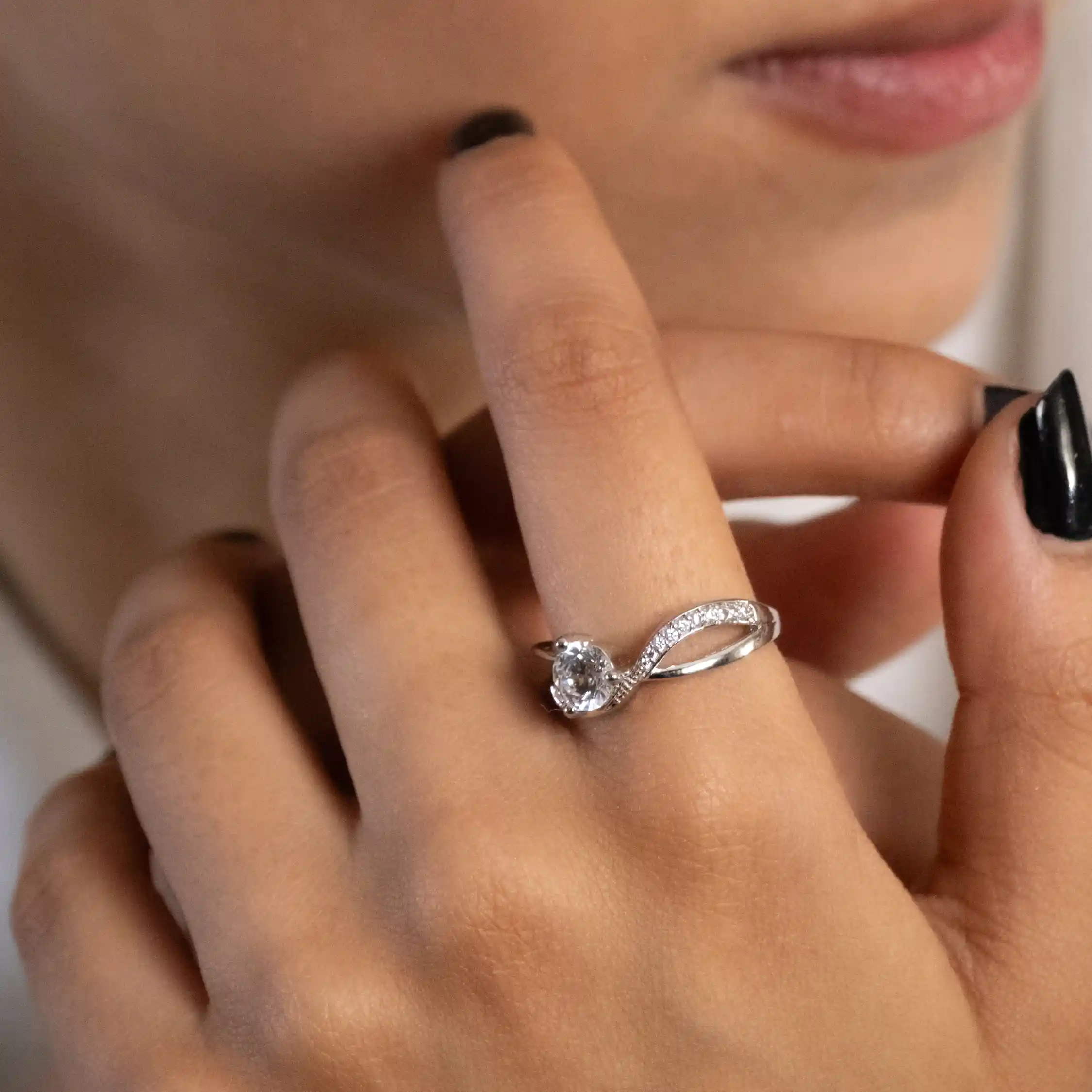 Reegalia Celeste Twist 925 Silver Solitaire Ring