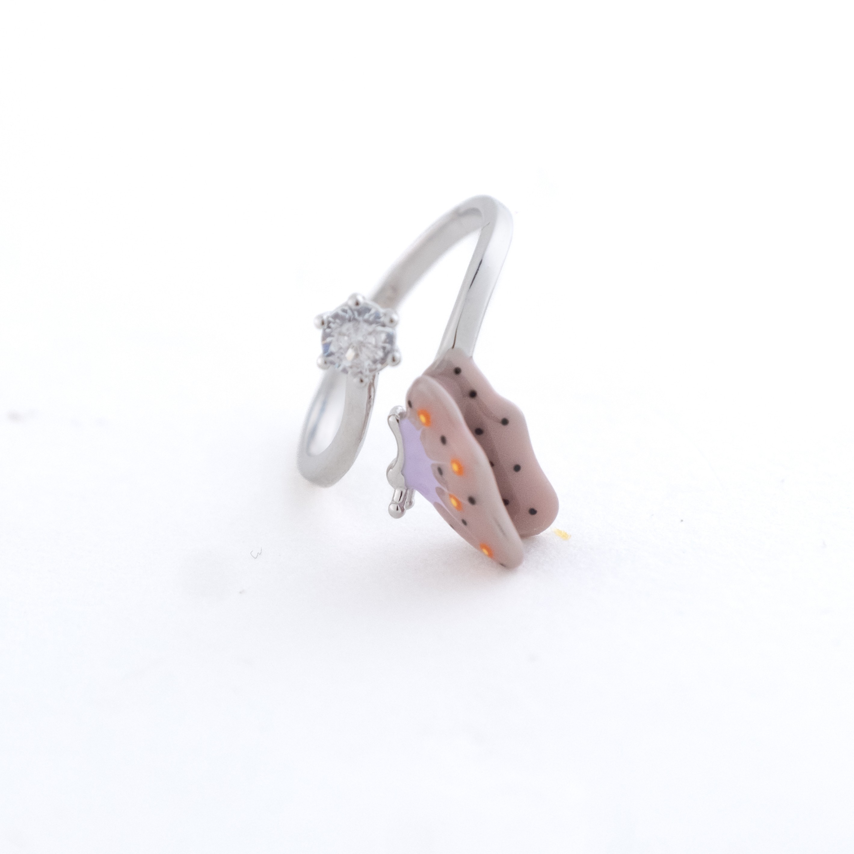 Reegalia Blush Butterfly Ring – 925 Silver with Enamel & CZ