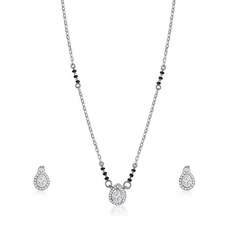 Reegalia Silver Mangalsutra Set with Solitaire Pendant.