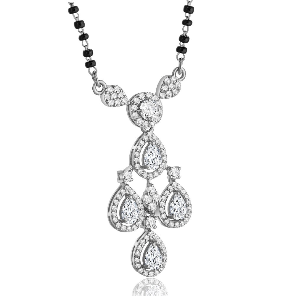 Sparkling Cascade Mangalsutra & Earring Set in 925 Silver.
