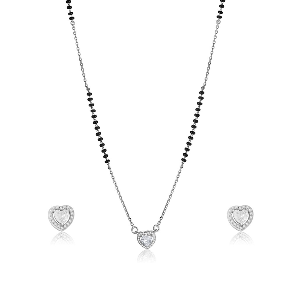 Reegalia Heart Halo Mangalsutra  & Stud Earrings Set.
