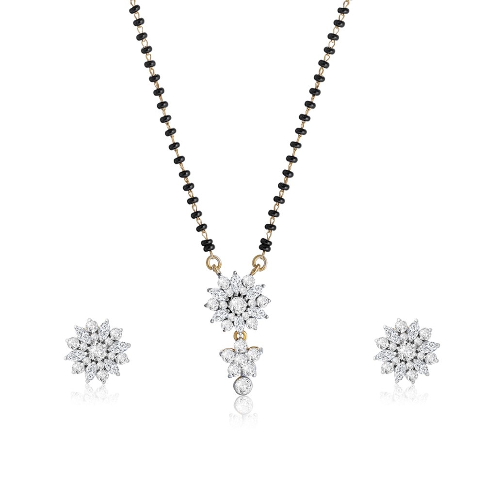 Reegalia 925 Silver Gold-Plated Mangalsutra & Stud Earring Set